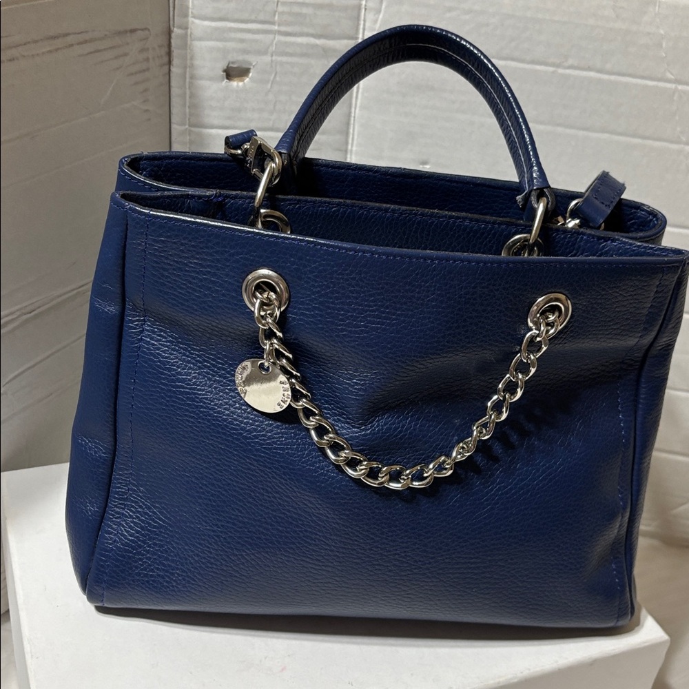 Prune Blue Satchel with double compartment. EUC